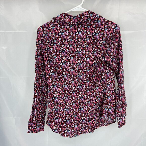 Liberty London J Crew Women 4 Floral Button Up Shirt Long Sleeve Casual Navy Top - Picture 3 of 10
